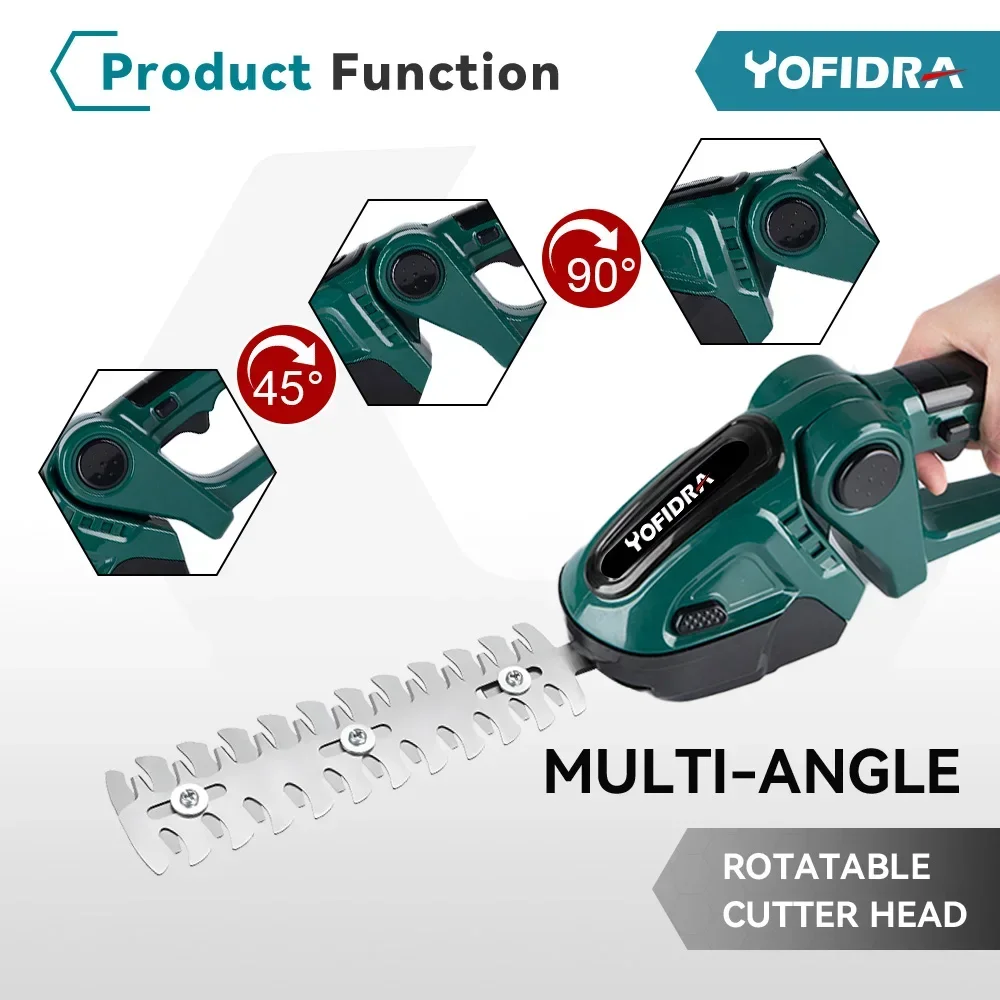 Yofidra 24V 2 en 1 cortasetos eléctrico 20000rpm cortacésped doméstico tijeras de jardín tijeras de césped herramienta eléctrica