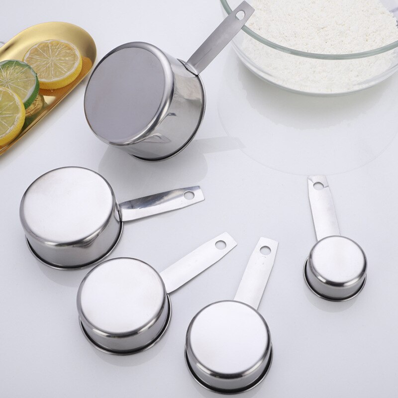 304 stainless steel kitchen measuring tool five-piece modern rose gold baking stainless steel measuring cup measuring spoon set