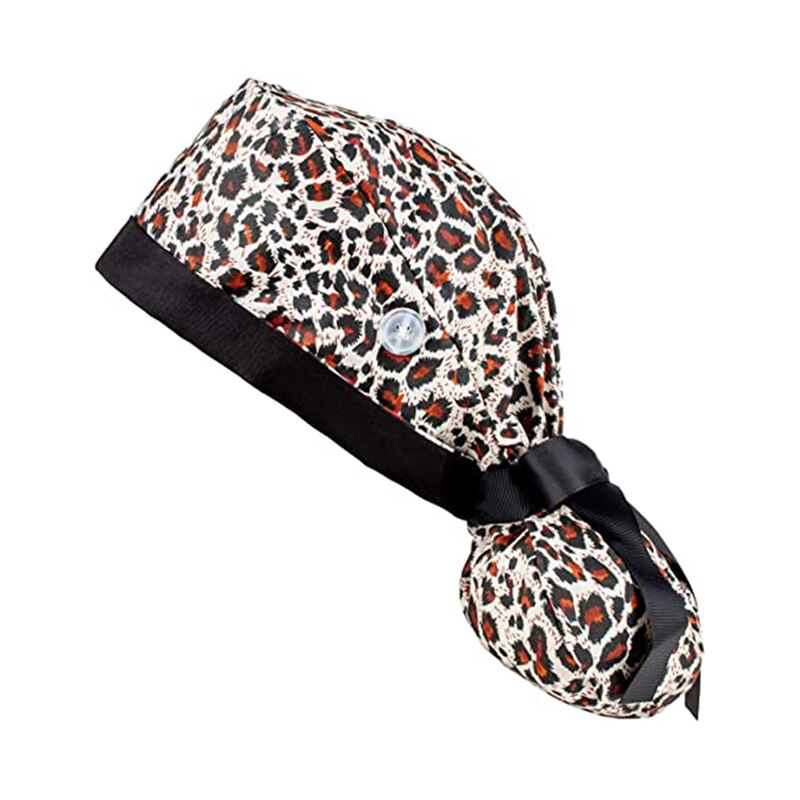 Gorro de algodón con botones para hombre y mujer, estampado, accesorios para uniforme de enfermera, tienda de mascotas, gorro quirúrgico para trabajo de laboratorio de Chef: 5