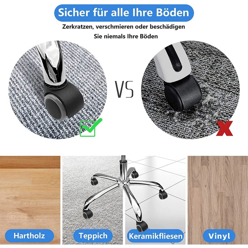 5 Pack Bureaustoel Wielen 11 Mm/22 Mm Vervanging Hard Floor Wielen Voor Gaming Stoelen, swivel Stoelen, Bescherm Floor