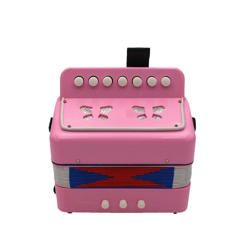 7 Button 2 Bass Accordion Mini Accordion Educational Instrument Rhythm Band Toy Children's Educational 10 Color: Pink