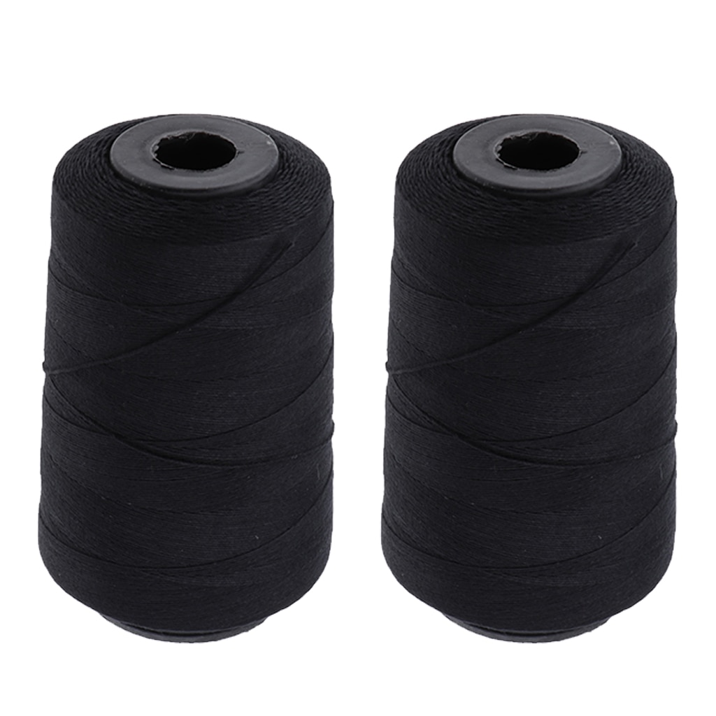 2Pcs Black Weaving Thread Spool 902 Yards for Wig Making Sewing Thread Hair Weft Weaves Extensions Braids - 825m