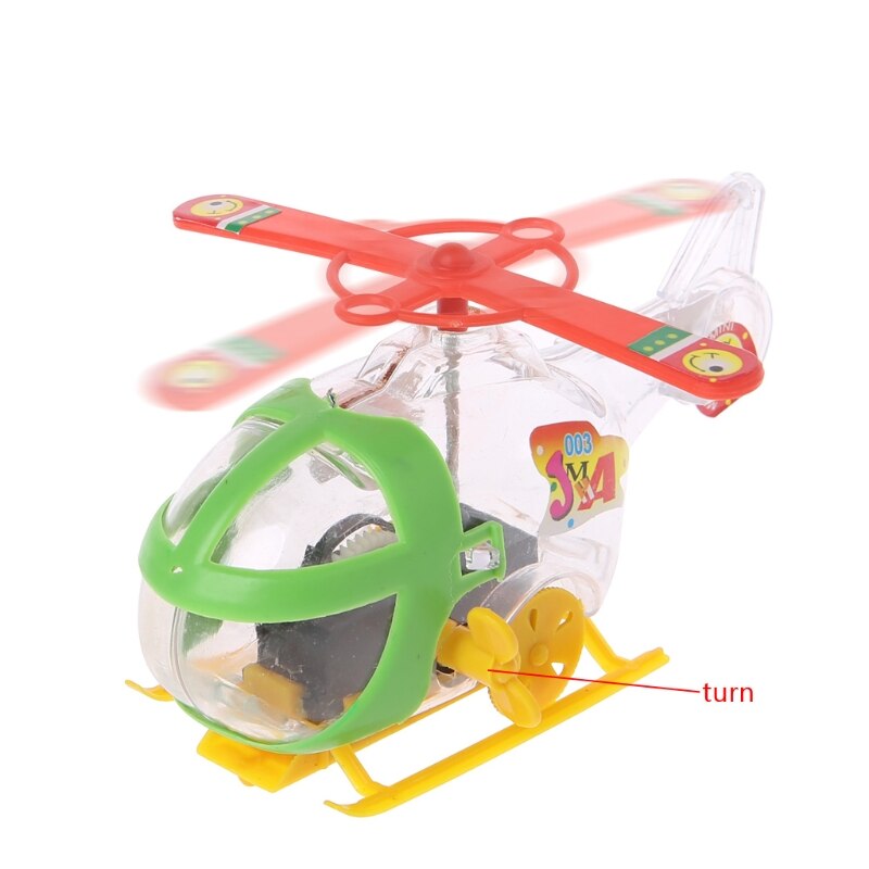 Mini Helicopter Aircraft Clockwork Winding Drones Kids Toy Birthday Party E06F