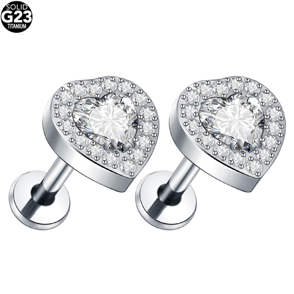 1 pieza de Piercings de titanio para las orejas, Cráneo, murciélago, mariquita, pendiente con forma de corazón, Labret, labio, cartílago, Tragus, hélice, joyería para el cuerpo