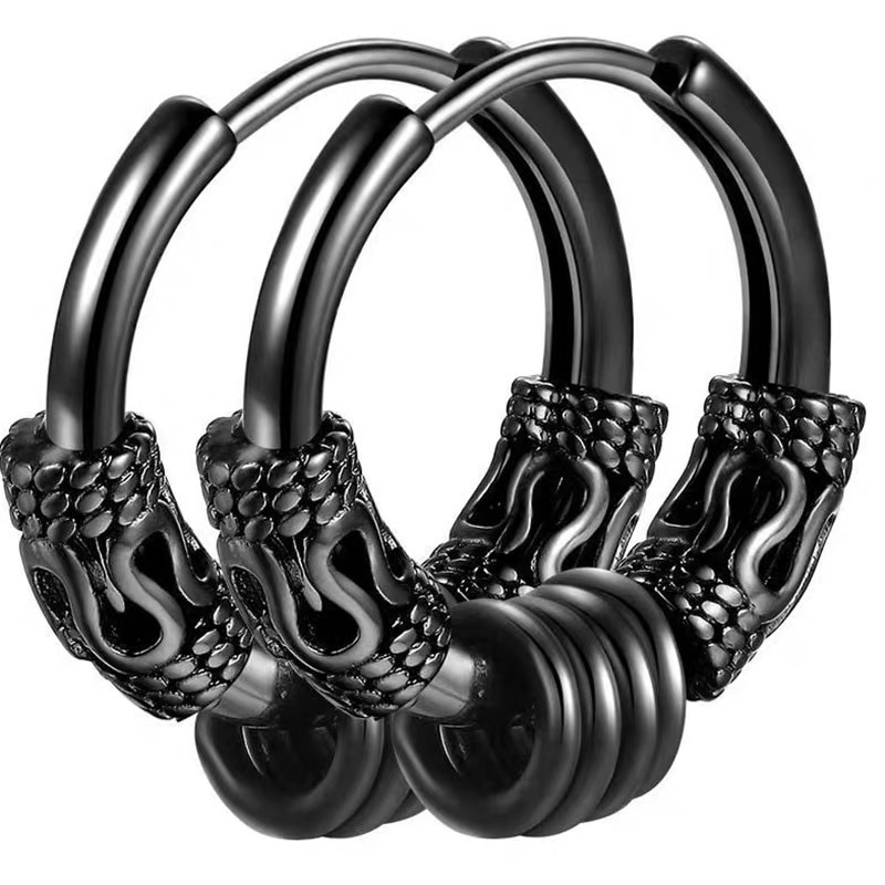 Cool Punk orecchini da uomo Hip-Hop in acciaio inossidabile orecchini pendenti rotondi per orecchini da uomo gioielli in argento placcato per regali