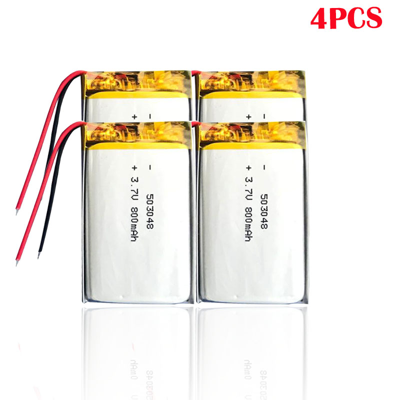 3,7 V 800MAH 503048 053048 batería de polímero de litio para tablet MP3 MP4 GPS inalámbrico cascos Bluetooth Estéreo batería recargable: 4pcs