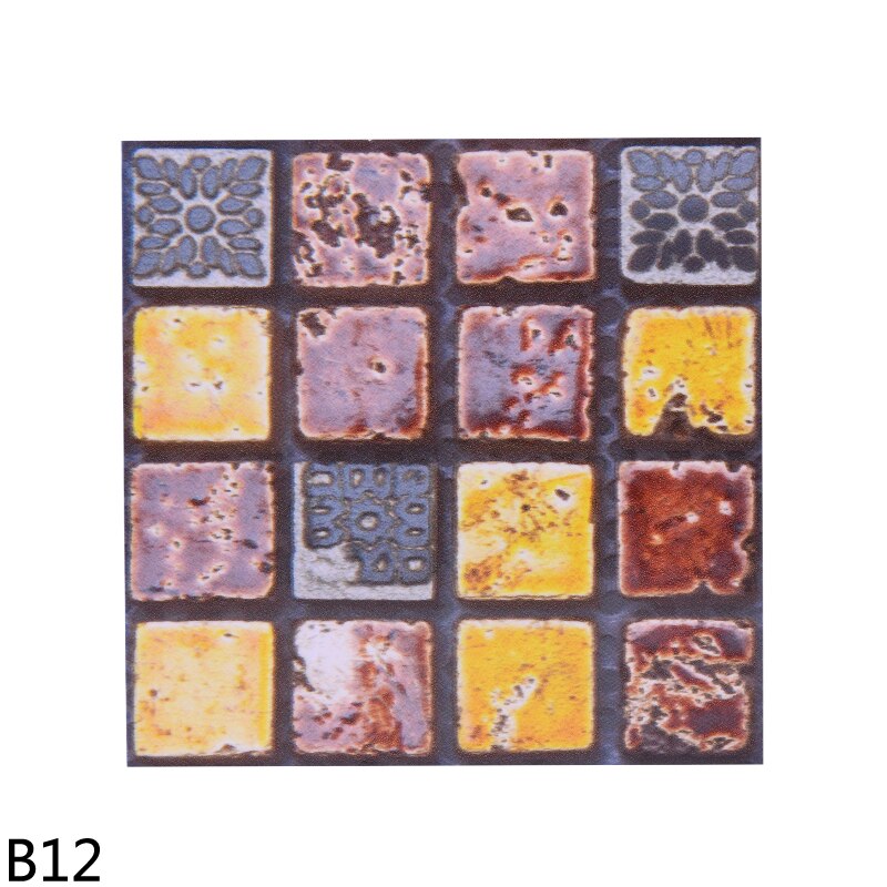 10PCS 10*10cm Waterproof Mosaic Wall Sticker PVC Colorful Wall Tile For DIY Kitchen Bathroom Home Decoration Backsplash Stickers: B12-10PCS