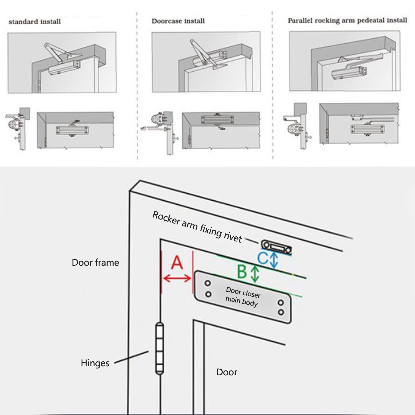 60-85Kg Door Closer Silver Aluminum Alloy Heavy Duty Commercial Door Closer