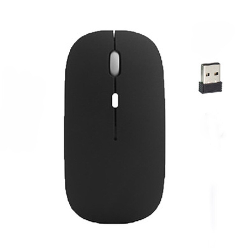 Rechargeable Wireless Mouse, 2.4G Silent mouse, Mouse with USB Receive:  matte black