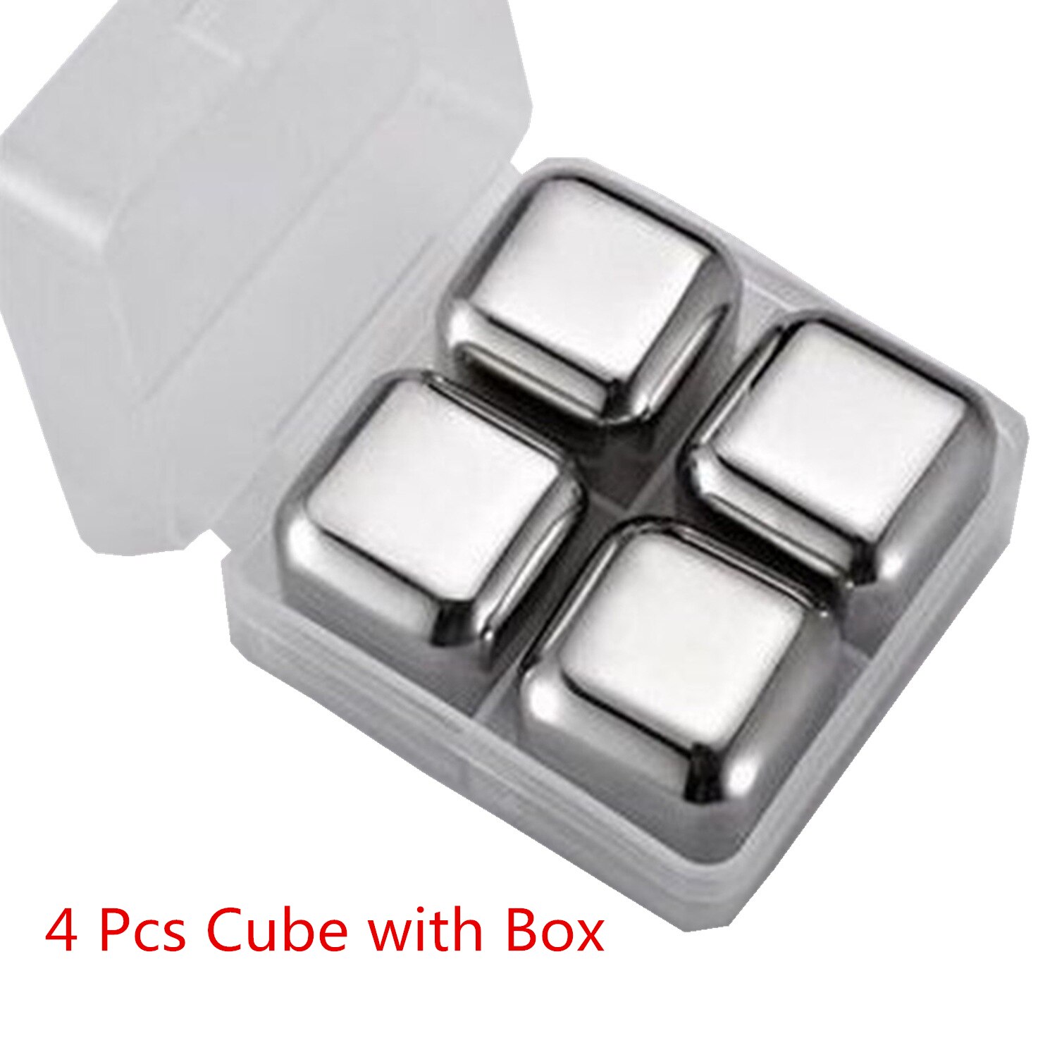 Rvs Whisky Ijsblokjes Bar Levert Magische Wodka/Wiskey/Wijn/Bier Koeler Rotsen Koelers Houder Boxed chiller Gereedschap: 4 pcs Cube