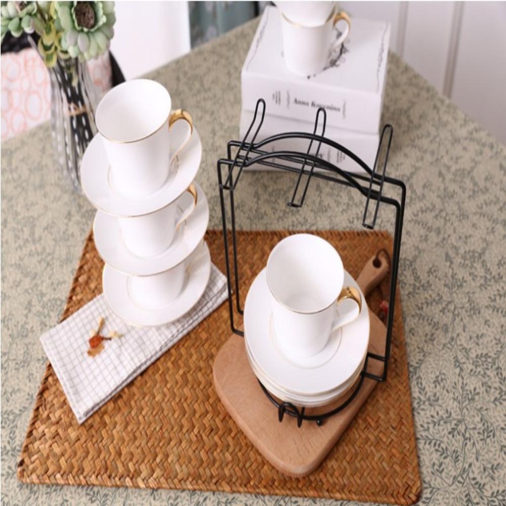 1 Set Stainless Steel Coffee Tea Cup Storage Holder Kitchen Mug Hanging Display Rack Drinkware Shelf