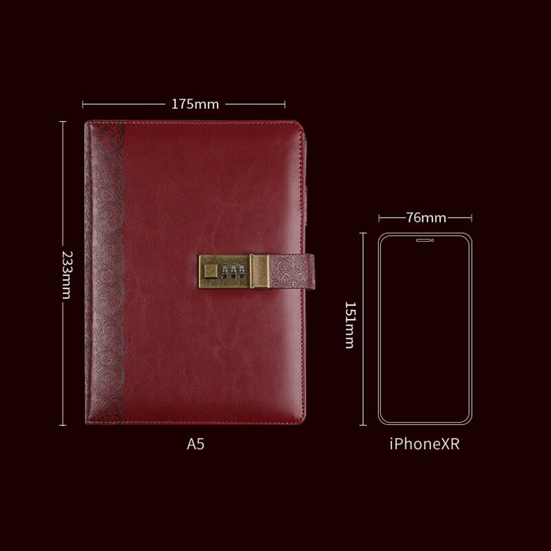 Diary A5 Binder Notebook with Lock Spiral Journal Rings Notepad Sketchbook Line Agenda Planner Stationery Organizer Note Book