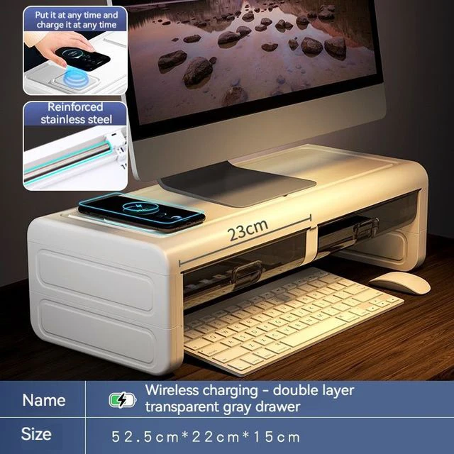 Monitor Houten Standaard Meerdere Stijlen 2 Laden Desktop Computer Ondersteuning Monitor Riser Houder Desktop Plank Slaapkamer Tafelplank: Oranje