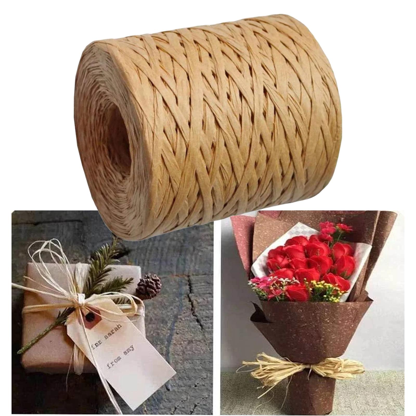 Cinta de papel de rafia de 200m, cuerda de hilo para Navidad, de San Valentín, decoración para envolver , manualidades DIY, tejido de cajas: Chocolate