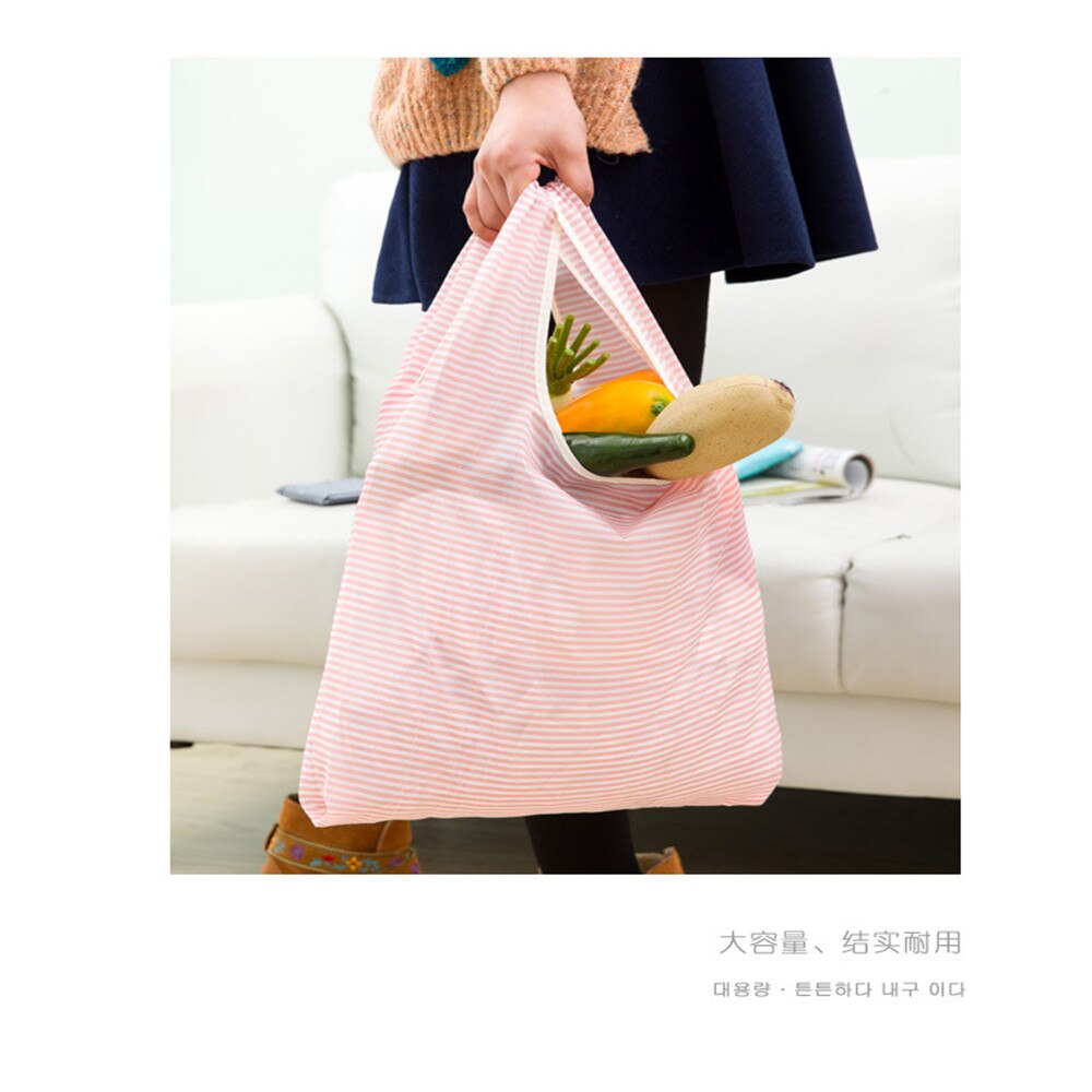 Foldable Tote Polyester Shopping Bag Supermarket Print Eco-friendly Reusable Portable Shoulder Handbag Travel Grocery Bag