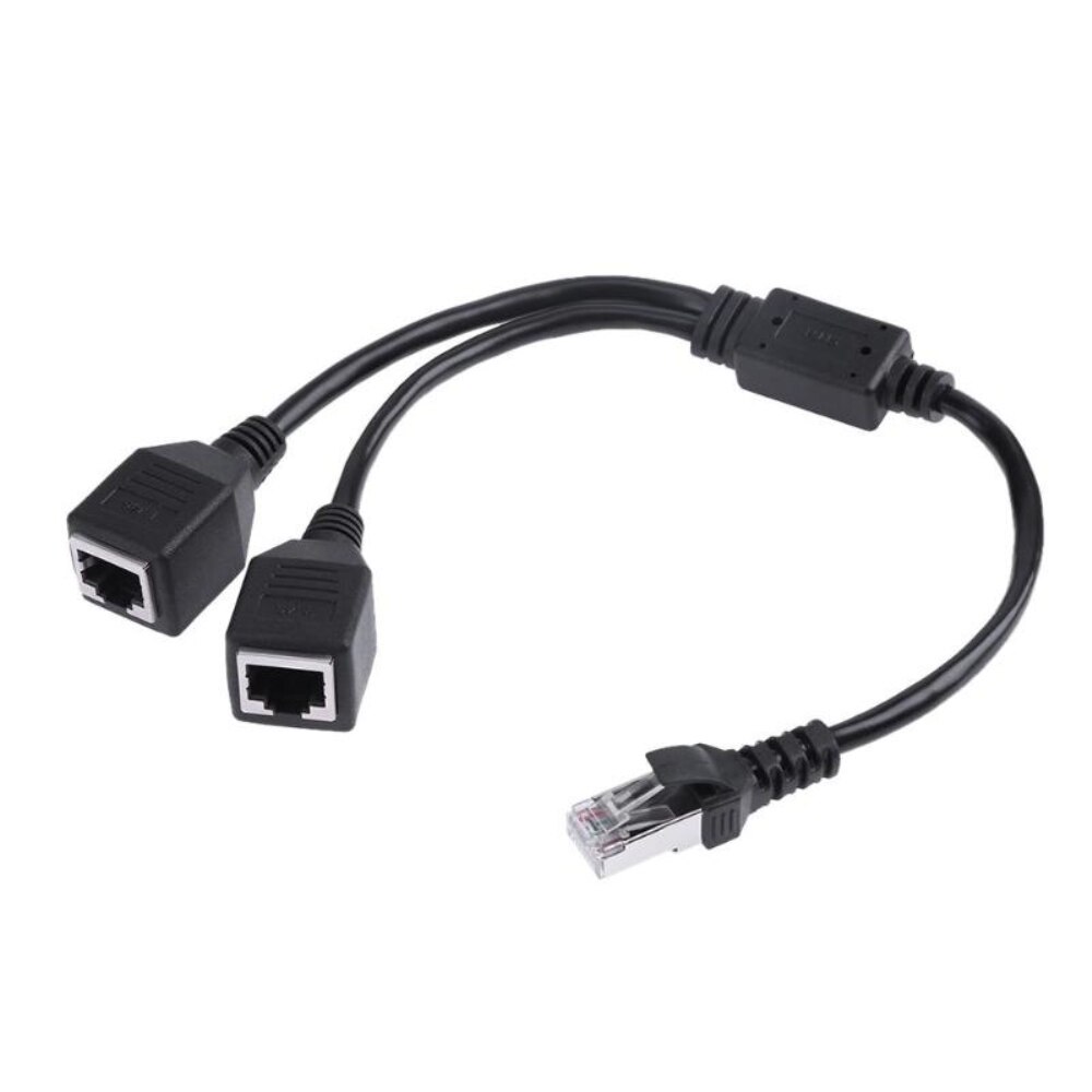 RJ45 Ethernet Y Splitter Adapter Cable 1 to 2 Port Switch Adapter Cord for CAT 5/CAT 6 LAN Ethernet: Default Title