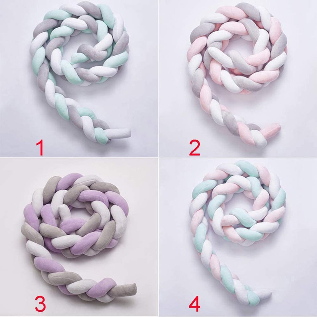 Rideau de lit à trois brins pour enfants, 200cm, oreiller en tricot, clôture de lit pour enfants, Protection du sommeil, décoration de berceau