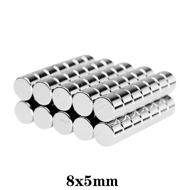 Disco magnético redondo pequeño de neodimio, imán potente permanente NdFeB de 8x5mm, 8x5mm, 10 a 250 unidades, N35