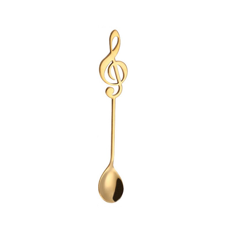 Spklifey musikske 7 farver guld teske scoop sæt 5 stk rustfrit stål kaffeske til teselskab