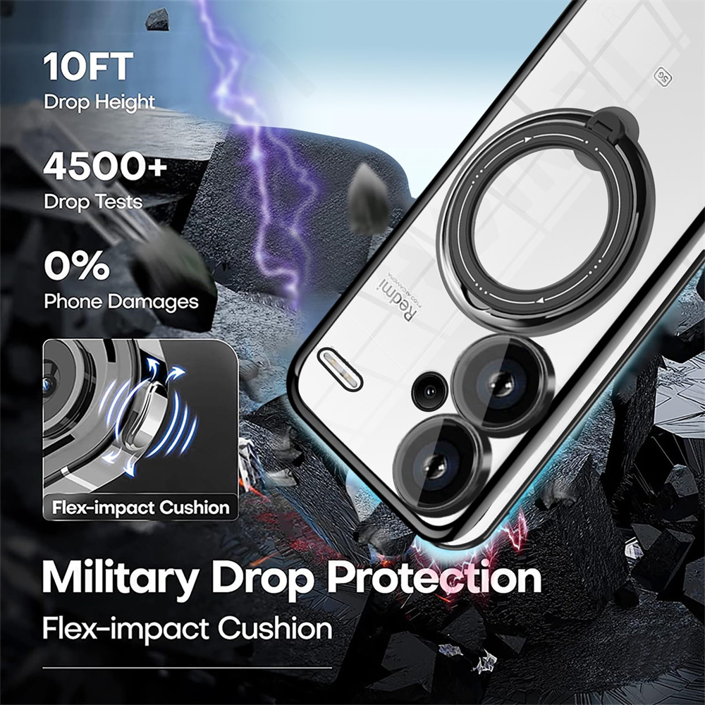 Etui til redmi note 13 pro plus 4g 5g xiaomi poco  x6 pro  x6 13t magsafe transparent ring trådløs opladning magnetisk linsecover