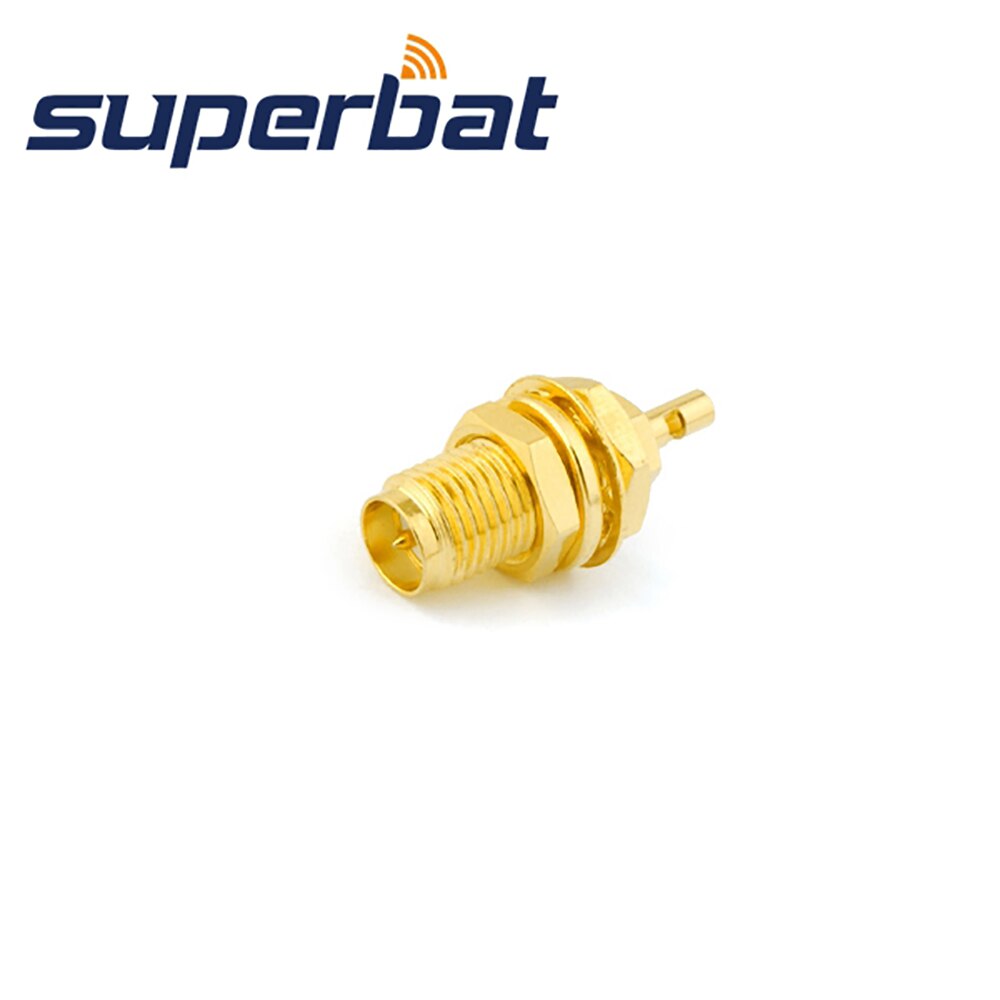 Superbat 10pcs RP-SMA Solder Female(male pin) Bulkhead for RG178,1.13mm,1.37mm Cable