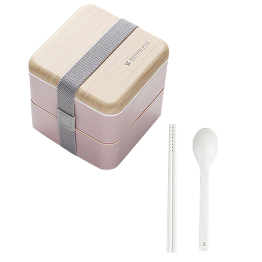 Microwave Lunch Box Japanese Wood Bento Box 2 Layer Container Storage Sudent School Lunch Storage Case: A