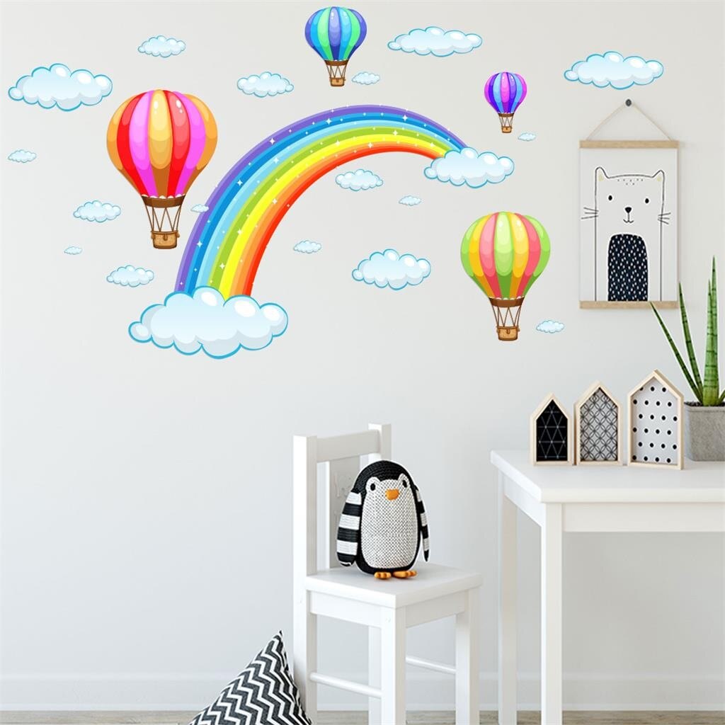 Cartoon Regenboog Patroon Muurstickers Home Decoratie Cartoon Muurstickers Verwijderbare Voor Kinderen Kamers Grafiek Nursery Decor Muur Ar