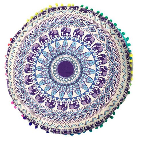 Chique ronde indiase mandala-patroon kussensloop bohemian kussens magische kleurrijke stijl kussensloop: Paars 