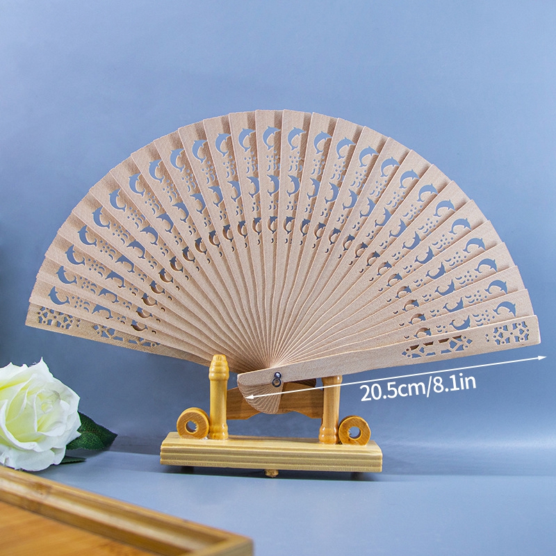 Abanico de mano plegable de madera, abanicos chinos de bambú, abanicos de mano de baile portátiles para mujer, decoración del banquete de boda, abanico decorativo, manualidades,: Verde oscuro