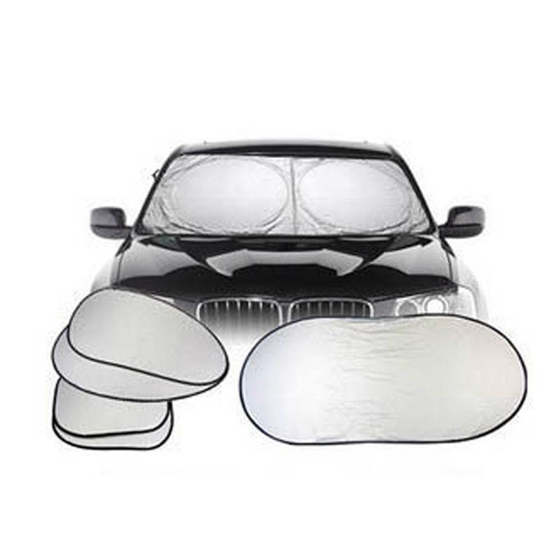 Folding Silvering Reflective Car Windshield Window Sun Shade Visor Shield Cover Suction Cup Car Sunshield Sunscreen Curtain 6Pcs