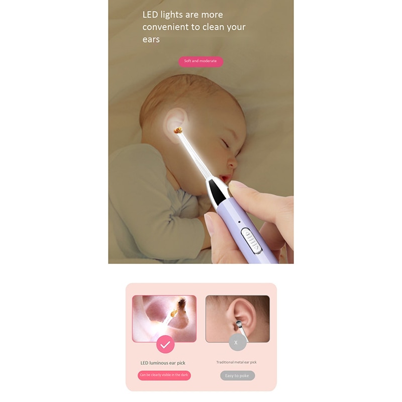 Oor Schoner Led Licht Oor Pick Usb Oplaadbare Oor Wax Verwijderen Neus Schoon Clip Baby Oor Schoon Pincet Set