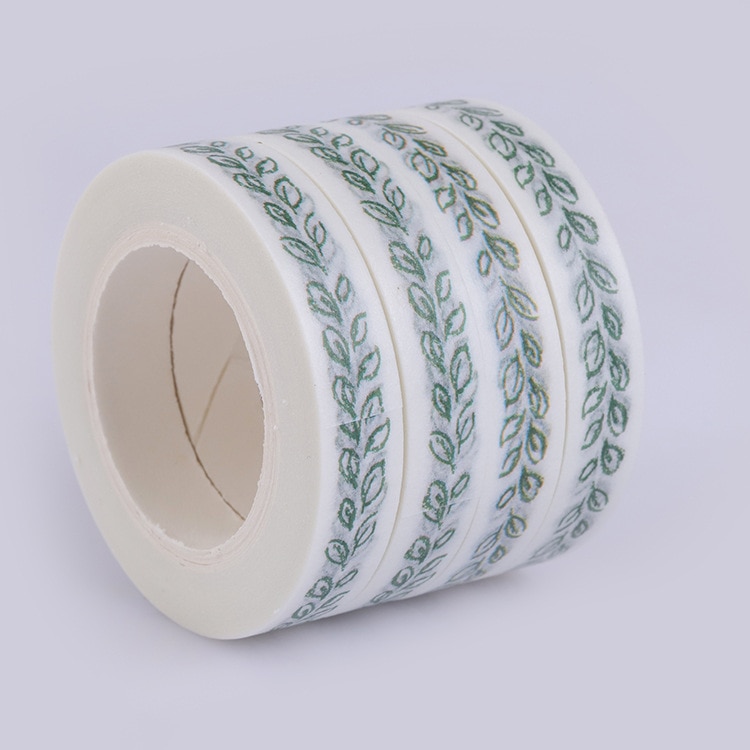 1pc 8mm*10m Green Leaf Washi Tape Good Paper Tape Cute Washi Masking Tape