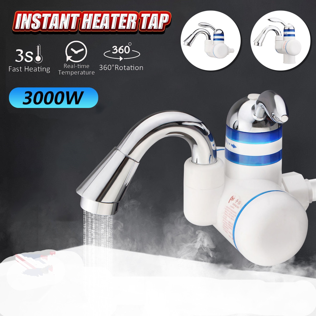 3000W Tankless Instant Electric Water Heater Kitchen Basin Faucet Waterproof And Cold Bathroom Mixer Water Taps 220V