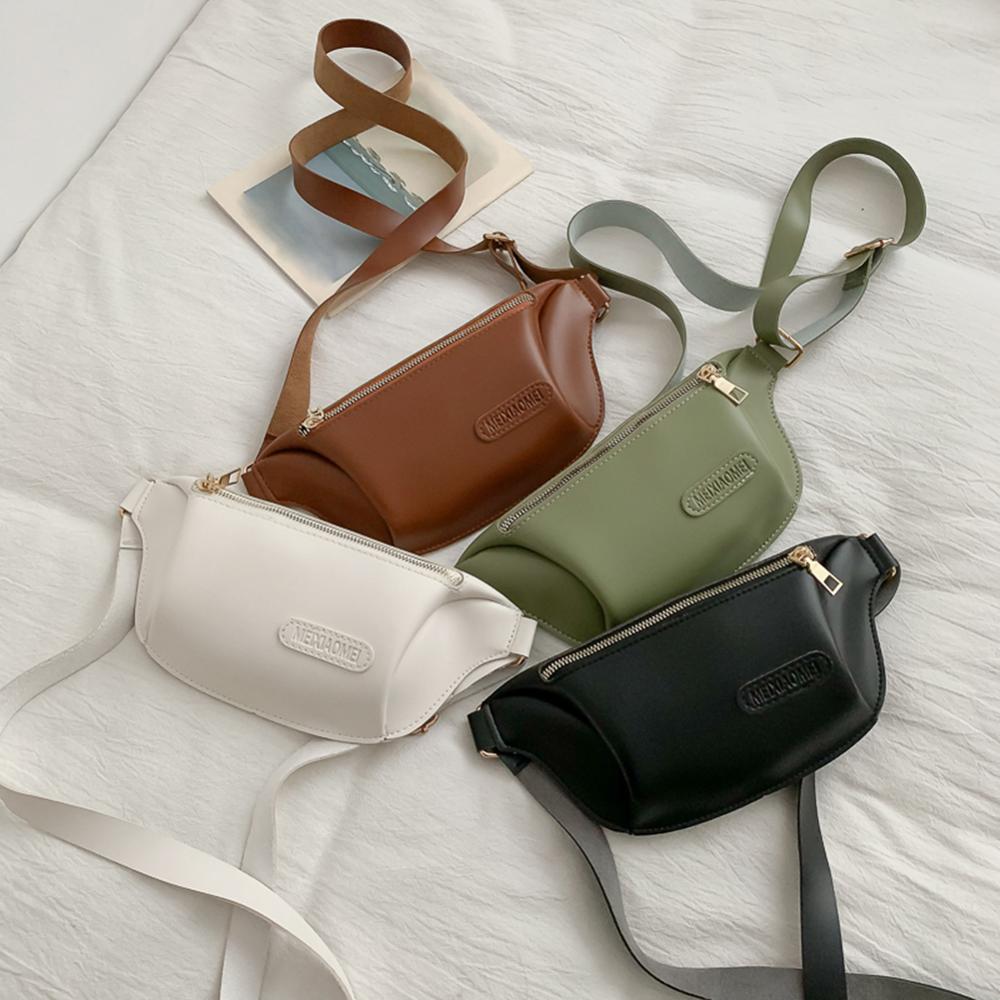 Couleur unie Fanny poitrine Pack réglable large sangle en cuir PU taille Pack pochette rétro femmes épaule sac à bandoulière taille sac