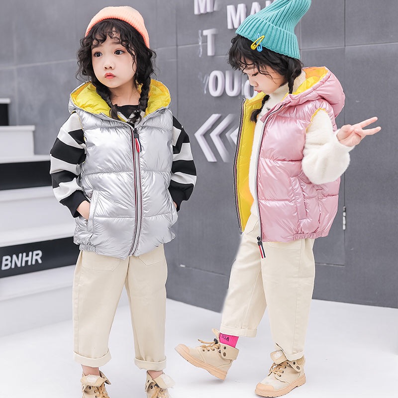Mädchen Weste Art Weste freundlicher mit kapuze Oberbekleidung Winter Mäntel freundlicher Kleidung Warme Baumwolle Baby Jungen Für ändern 3-10 jahre alt