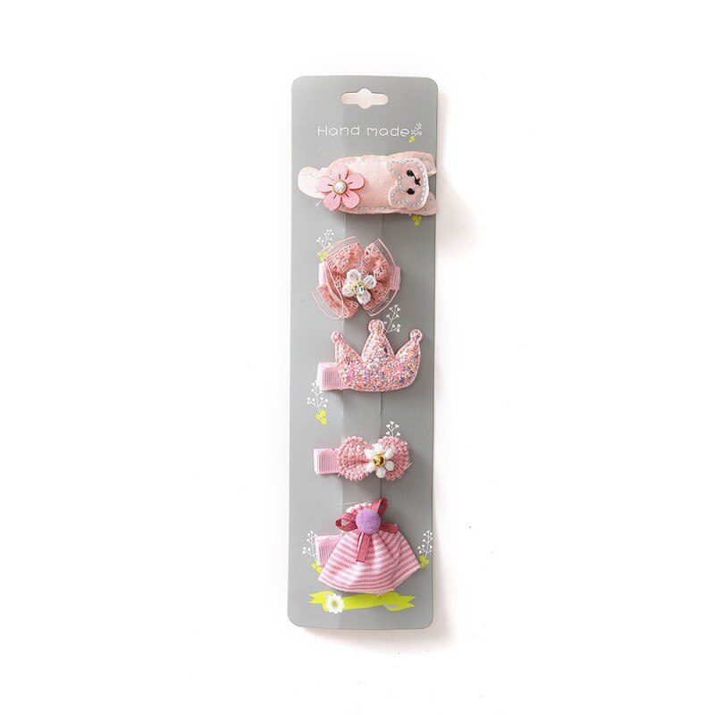 5pcs/set Kids Child Baby Girl Cute Cartoon Hair Clips Bow Hairpin Headband Headwear Accessories