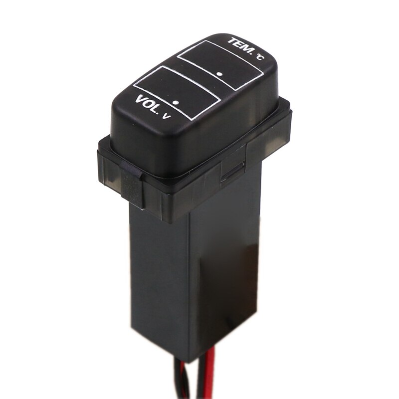 Car Digital Voltmeter Temperature Gauge 2 in 1 Voltage Temp LED Display Meter for Mitsubishi