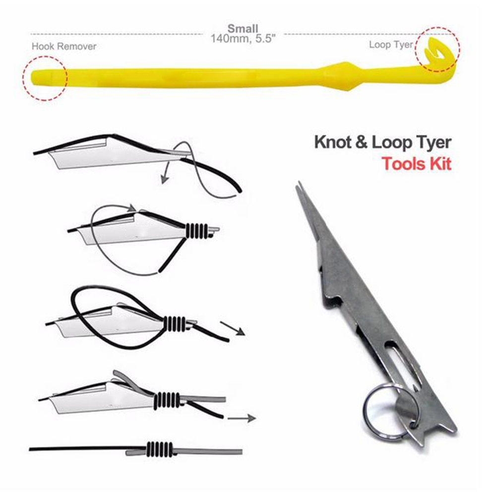 2 Pcs/Set Hook Loop Tool Tie Fast Knot Tying Tool for Fly Fishing Hook Tools Line Tier Kit Plastic + Stainless Steel