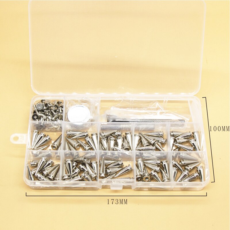 100 Stck/einstellen Silber 9-24mm Höer Konische Nieten Toolkit Flecken Kegel Schraube Metall Nieten Leder Niet kugel Spikes