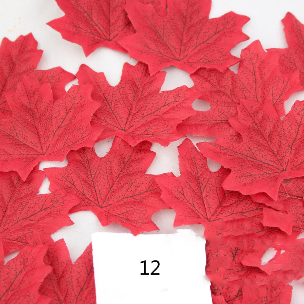 100Pcs Maple Leaves Artificial Leaves Simulation Halloween Autumn Leaves For Wedding Table Decorations Crafts Thanksgiving Day: Burgundy