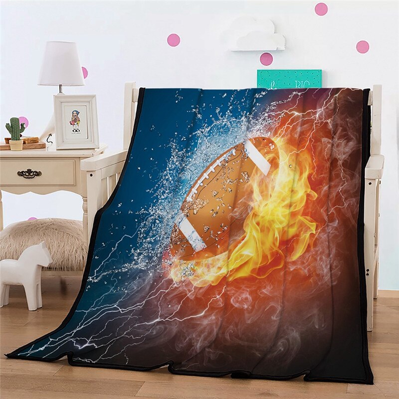 3D Sport Bal Cool Dekens Basketbal Voetbal Baseball Gitaar Flanel Bed Sofa Gooi Dekens Voor Tiener Jongens Beddengoed: football