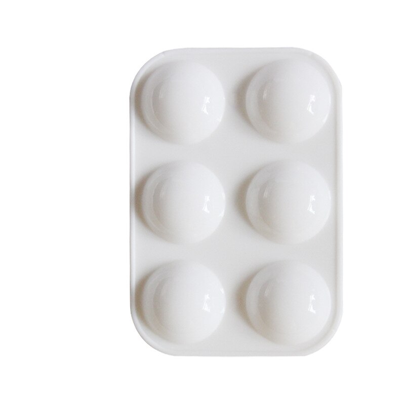 Paleta de pintura de arte rectangular para niños, material pp de plástico de 6 agujeros, blanco grueso, suministros de color simple, pintura básica, 1 ud.