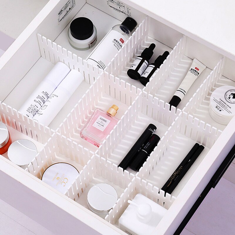 2Pcs DIY Adjustable Storage Partition Board Plastic Drawer Divider Combination Partition Board Space-saving Division Organizer