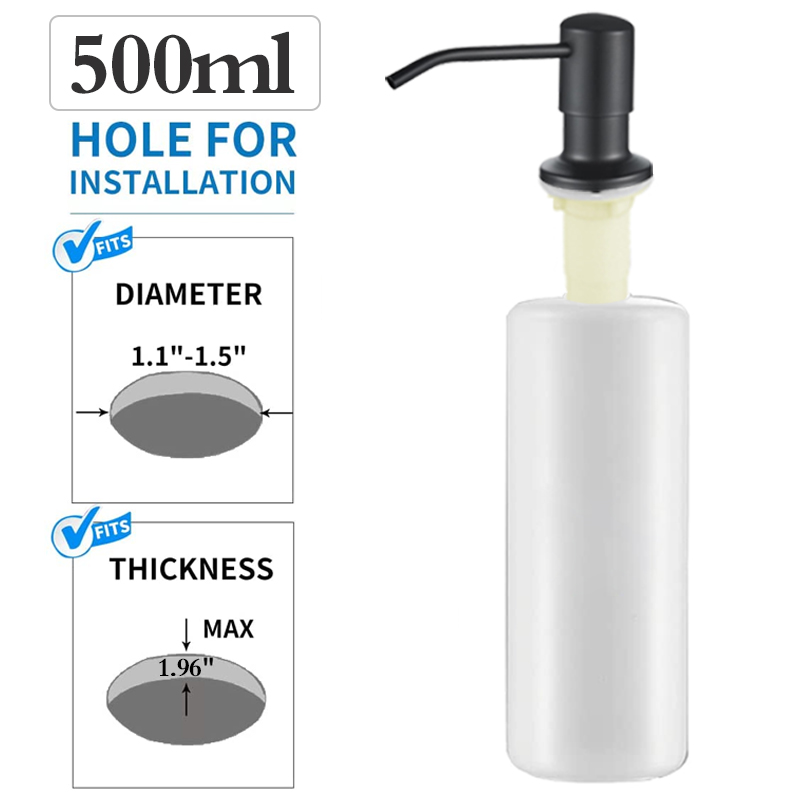 500 ml Küche Spülmittel Spülbecken Seife Pumpspender Edelstahl Eingebautes Waschmittel Geschirrspülmittel Behälter: Schokolade