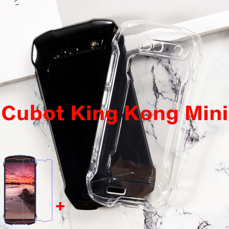 Funda de teléfono transparente para Cubot King Kong Mini 4G, carcasa de TPU negra, cubierta trasera, vidrio protector para Cubot KingKong Mini 2, película