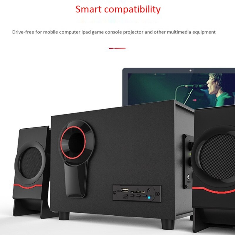 Computer Speakers Wooden 2.1 Multimedia Subwoofer Bluetooth Audio USB Laptop Speakers Bluetooth +3.5mm Connection