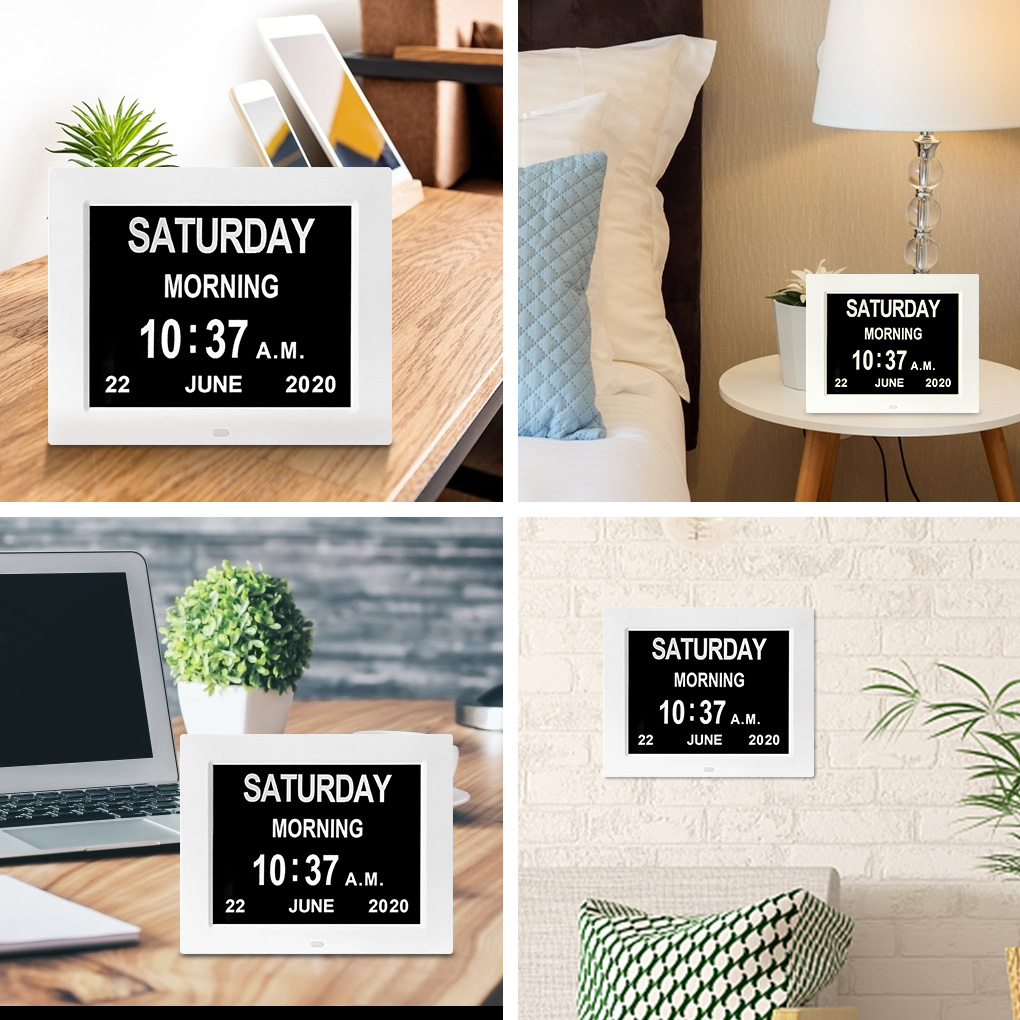 Large Screen LED Digital Alarm Clock with Calendar Desktop Electronic Time Reminder for the Elderly US Plug