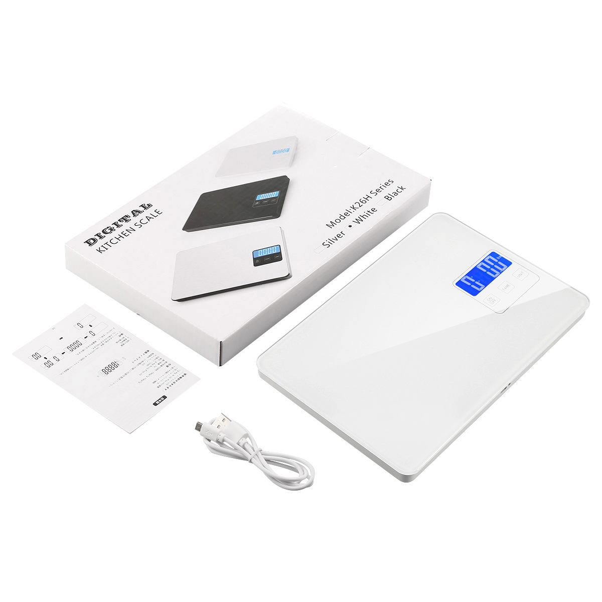 ORIA Digitale Skala 15kg/1g Wiederaufladbare Elektronische Küche Skala Hohe Präzision Lebensmittel Waage für Backen Kochen
