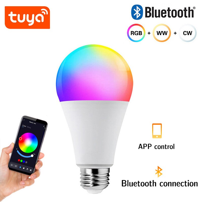Smart Lamp 10W Kleur Tuya Smart Bluetooth E27 Licht Rgb + Cw + Ww Muziek Ritme App Controle Led lamp Werkt Met Alexa Google Thuis