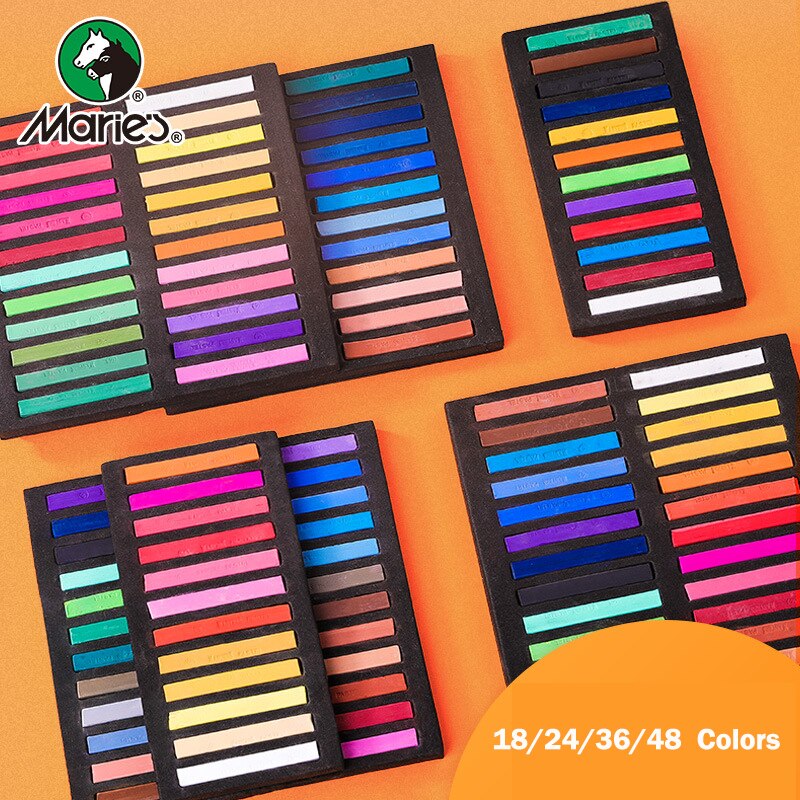 Marie&#39;s Painting Crayons Soft Pastel Set Square Pastels Chalks Square Artist Pastel Set Box of 12/24/36/48 Assorted Colors